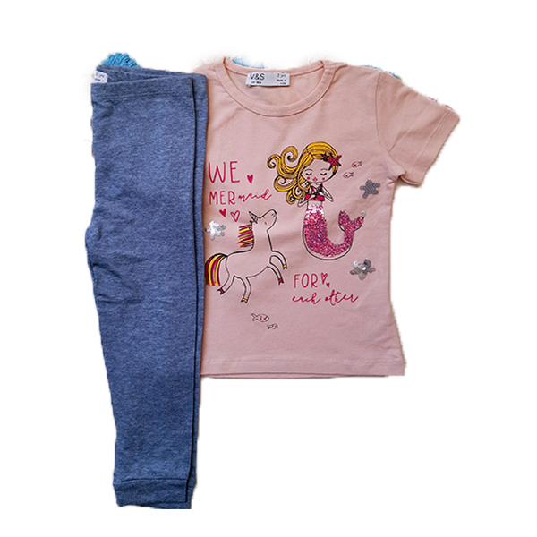 ست تیشرت و شلوار دخترانه پری دریایی
